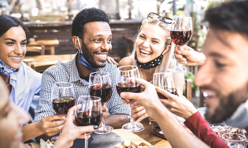 Friends drinking wine