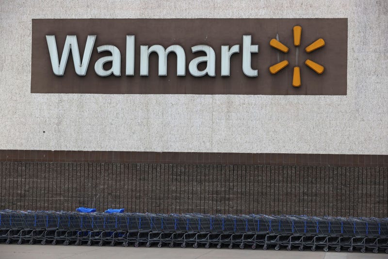 Walmart sign stock photo.