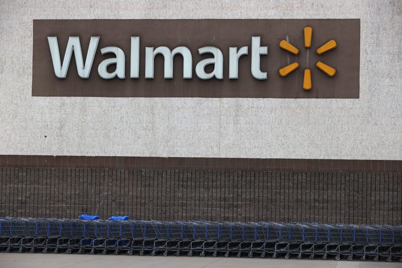 Shopping carts sit in front of a Walmart store on September 03, 2020 in Richmond, California.