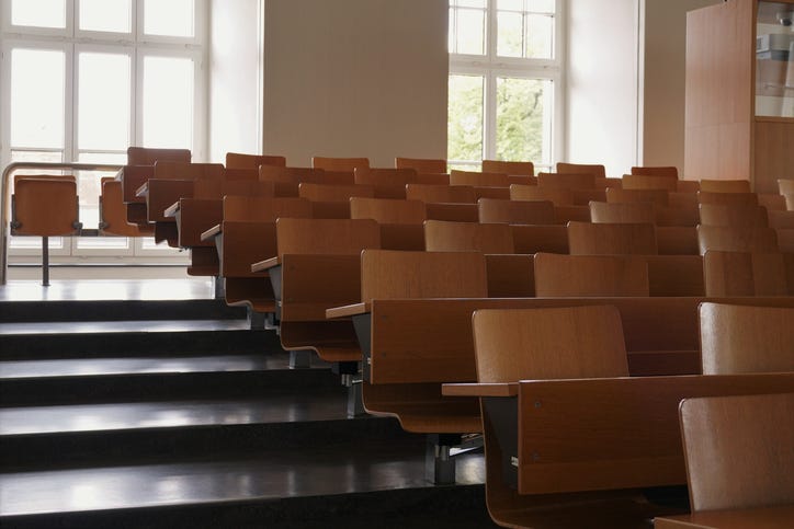 Empty university classroom. 