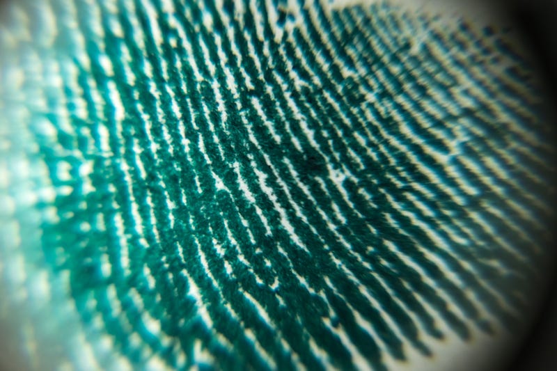 green fingerprint on white paper