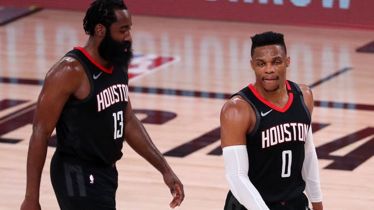 3 potential landing spots if James Harden, Russell Westbrook hit trade block