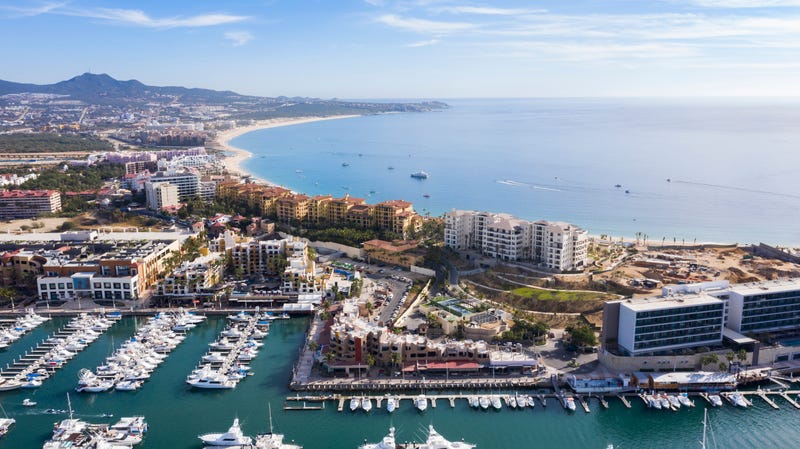 Aerial view of downtown Cabo San Lucas, Baja California Sur, Mexico.