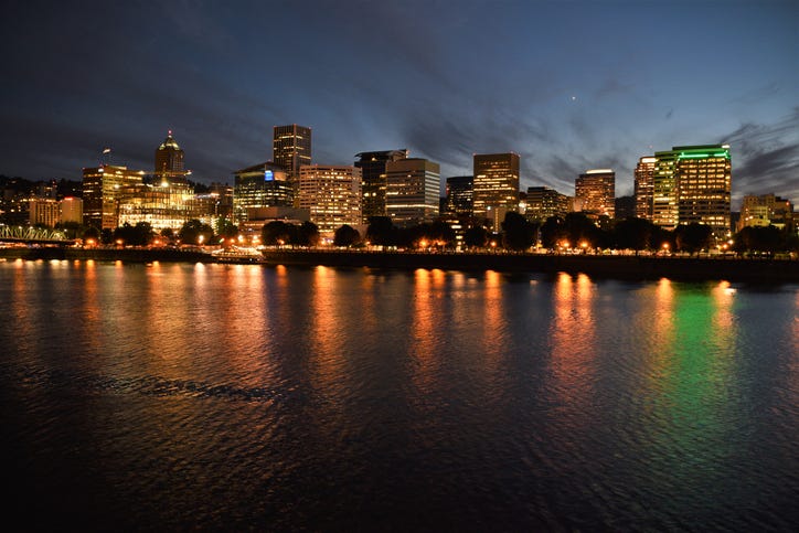 Night view of Portland