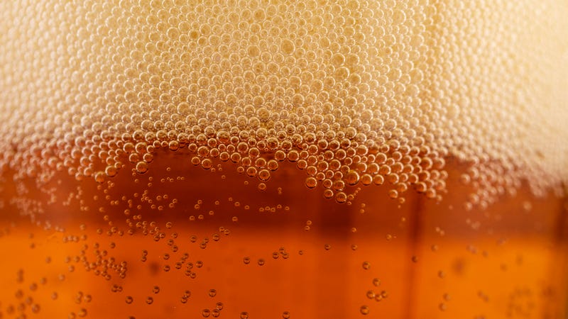 Craft beer bubbles close up