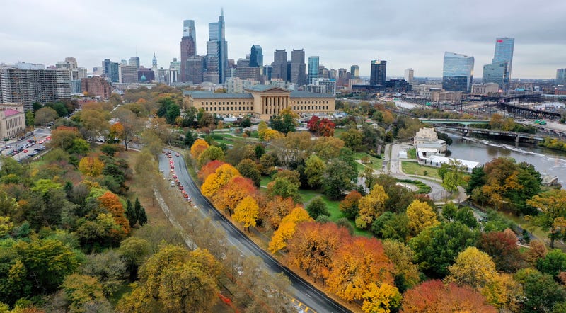 Philadelphia Art Museum and Skyline during the Fall