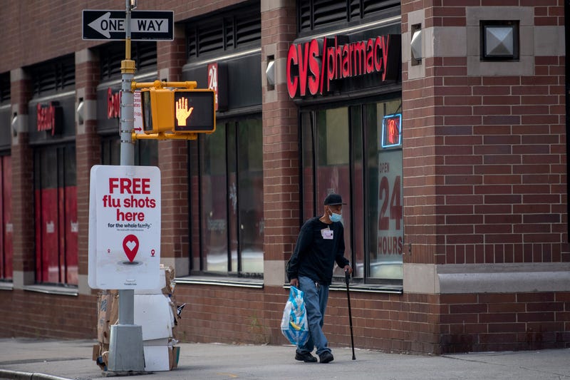 CVS pharmacy in New York with flu shot sign out front