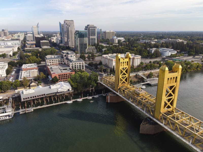 Sacramento skyline with Tower Bridge