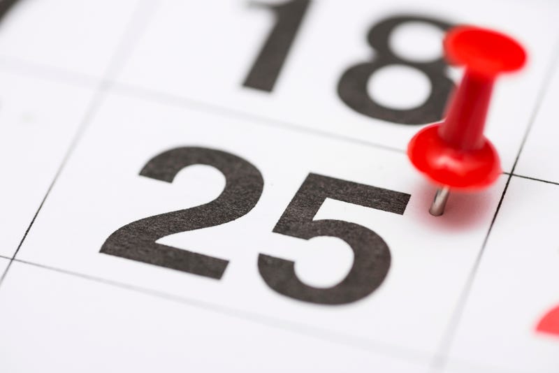 Pin on the date number 25