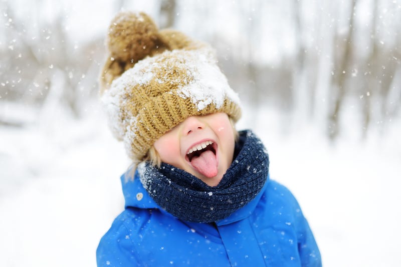 Child enjoying snow day