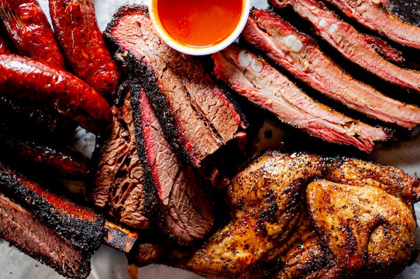 Spread of barbecue on a table