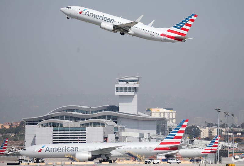 An American Airlines plane takes off from Los Angeles International Airport (LAX) on October 1, 2020 in Los Angeles, California.
