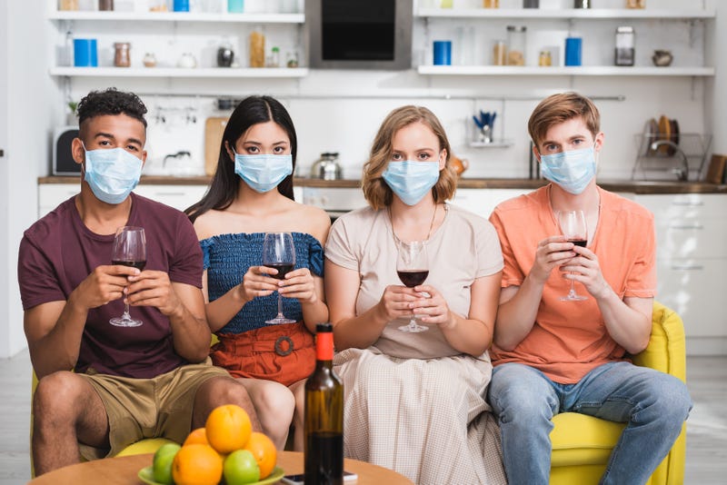 Friends in medical masks.
