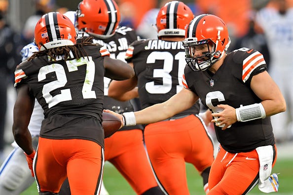 Baker Mayfield, Kareem Hunt 