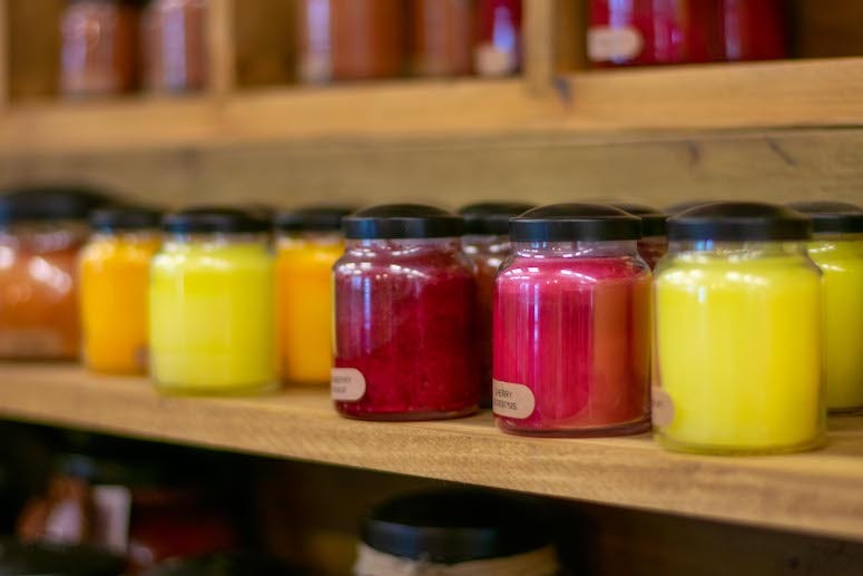 Shelf full of candles