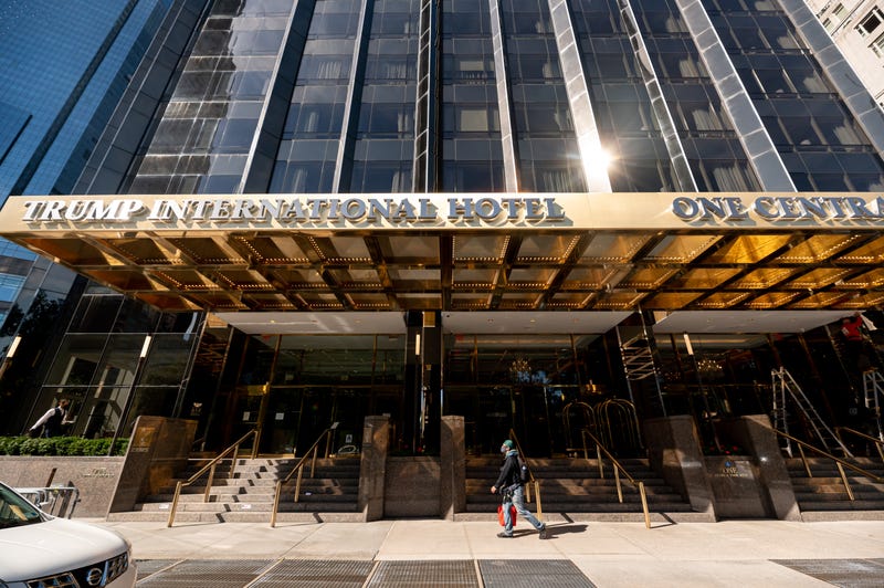 A person walks outside the Trump International Hotel & Tower as the city continues the re-opening efforts following restrictions imposed to slow the spread of coronavirus on October 15, 2020 in New York City.