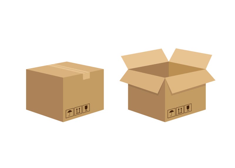 Moving boxes isolated on white background