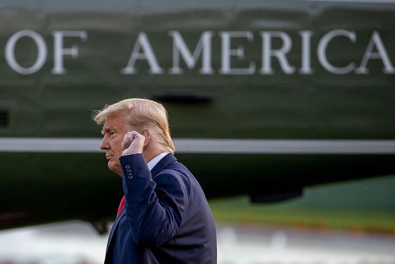 President Donald Trump walks on the south lawn of the White House on October 20, 2020 in Washington, DC.