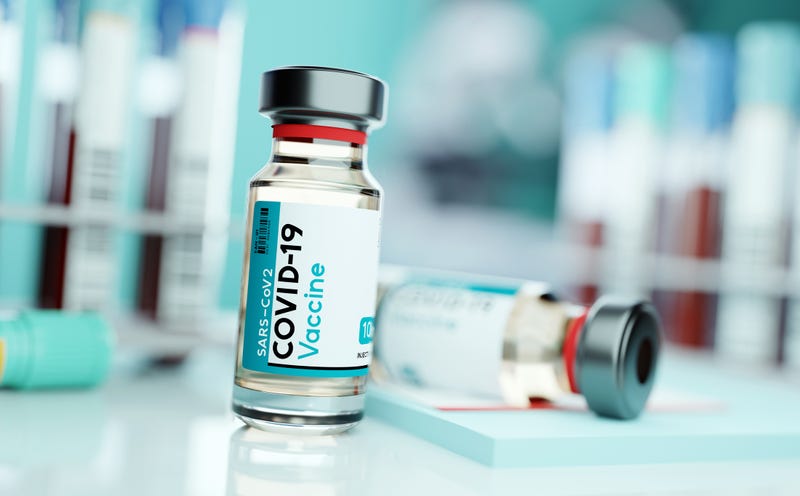 A vial of SARS-CoV2 COVID-19 vaccine in a medical research and development laboratory.
