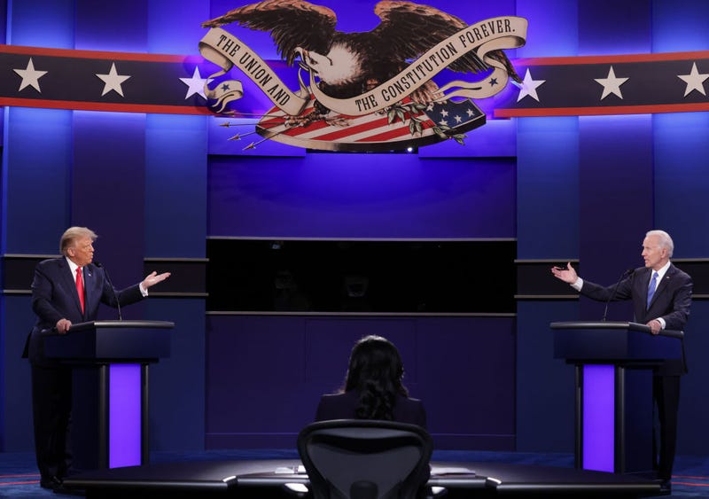 U.S. President Donald Trump and Democratic presidential nominee Joe Biden participate in the final presidential debate at Belmont University on October 22, 2020 in Nashville, Tennessee. This is the last debate between the two candidates before the election on November 3.