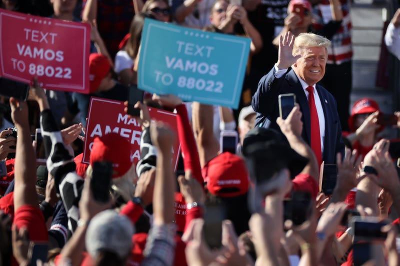 U.S. President Donald Trump arrives for a campaign rally at Phoenix Goodyear Airport October 28, 2020 in Goodyear, Arizona. With less than a week until Election Day, Trump and his opponent, Democratic presidential nominee Joe Biden, are campaigning across the country. 