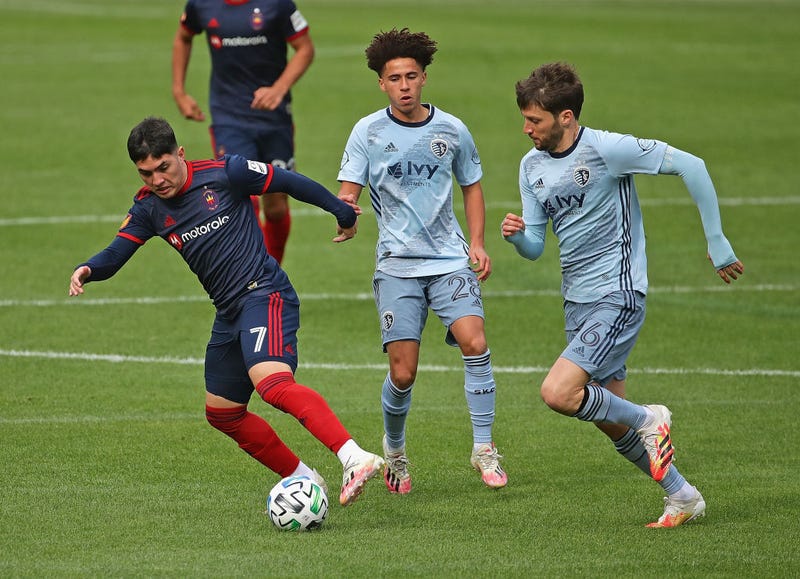 #28 Cam Duke on the pitch during a Sporting KC match
