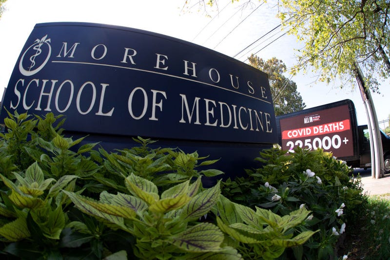 ATLANTA, GEORGIA - OCTOBER 31: A view of a billboard truck at Morehouse School of Medicine for #ALLINFORVOTING Get Out The Vote Billboard Campaign on October 31, 2020 in Atlanta, Georgia.