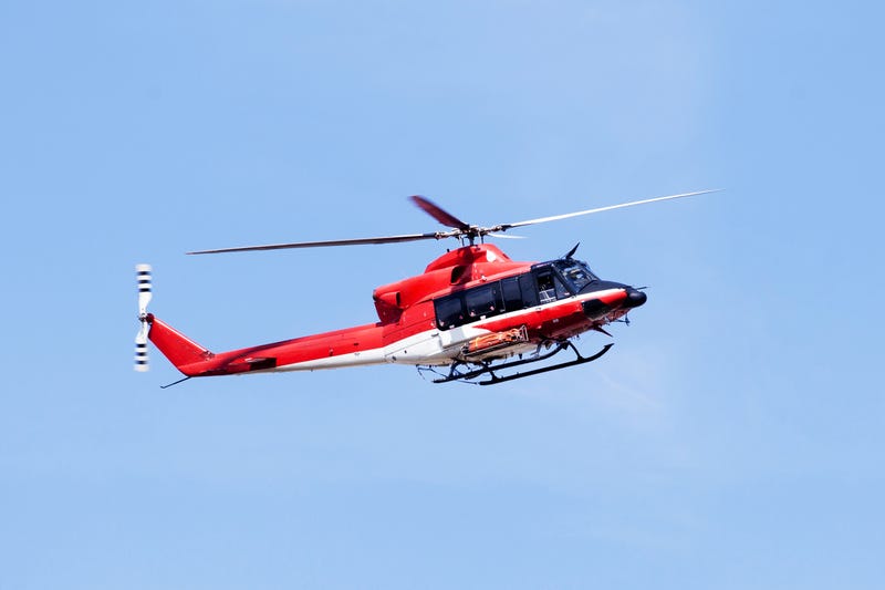 Rescue helicopter with blue sky in the background