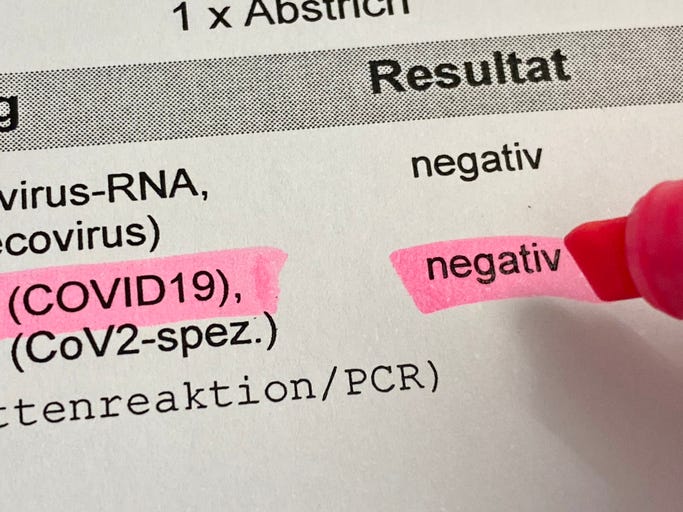 Negative COVID-19 test. 