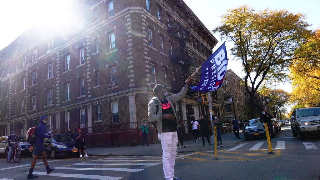 New Yorkers take to the streets to celebrate Joe Biden's projected win in the 2020 election