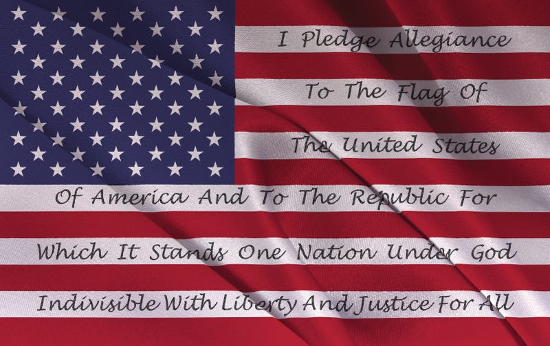 American Flag With Pledge Of Allegiance