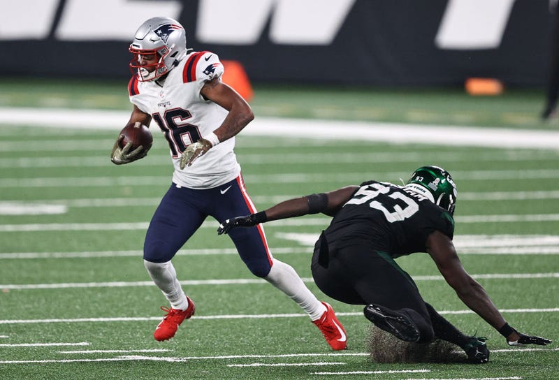 Jakobi Meyers gets past a falling Jets defender.