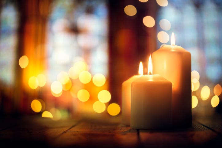Candles in a church background
