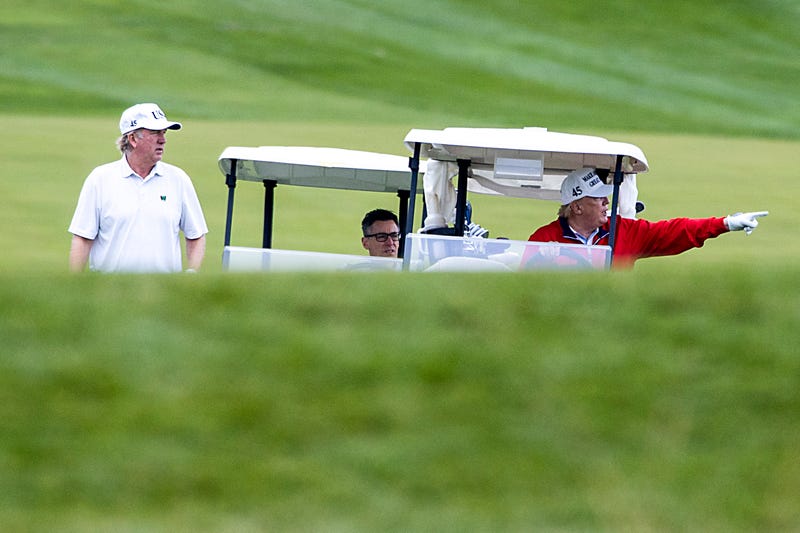 President Donald Trump golfs at Trump National Golf Club on November 21, 2020in Sterling, Virginia.