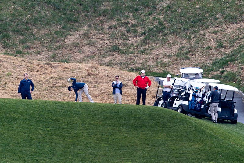 President Donald Trump golfs at Trump National Golf Club on November 21, 2020 in Sterling, Virginia.