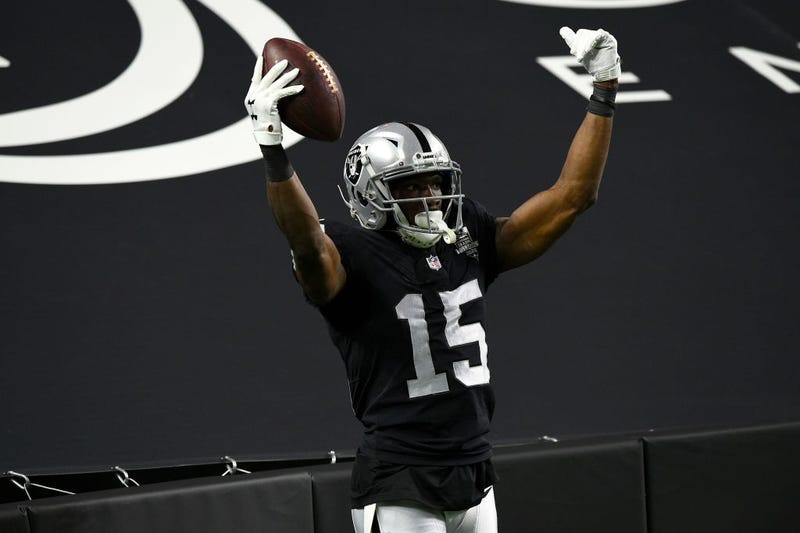 Nelson Agholor celebrates after catching a touchdown.