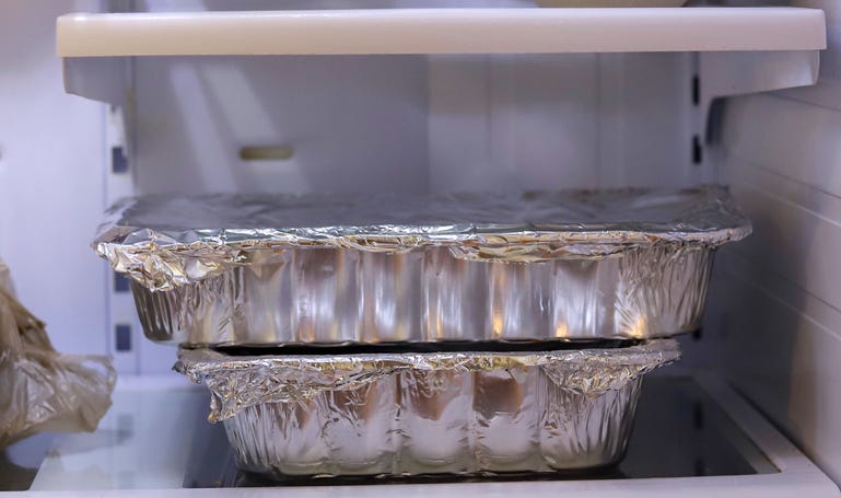 Take-out food in the fridge