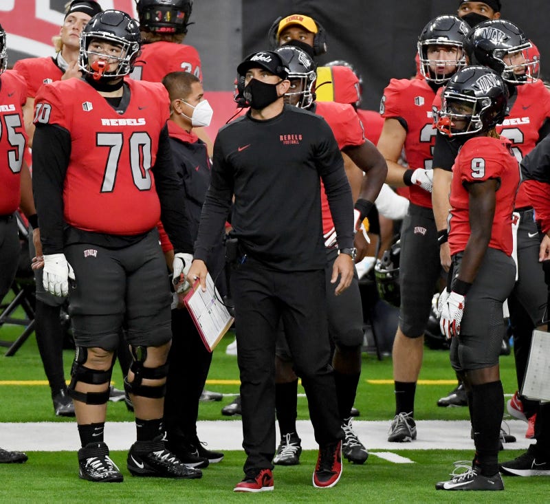 Head Coach Marcus Arroyo of the UNLV Rebel football team