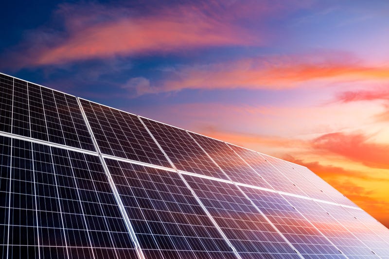 Solar panels stock photo. 
