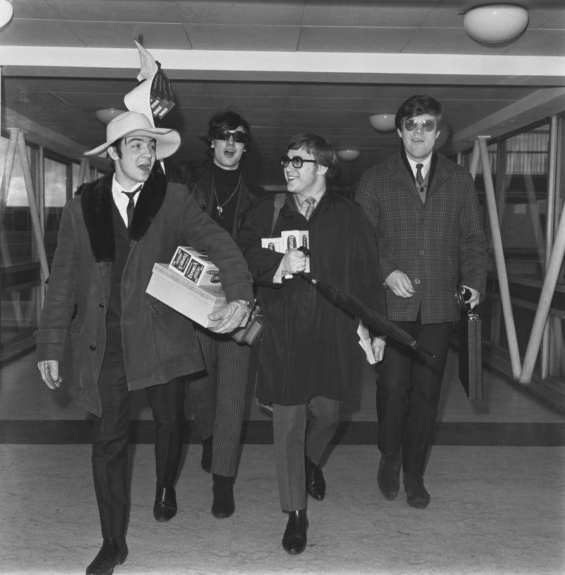 Canadian rock band The Guess Who at Heathrow Airport, London, UK, February 1967.