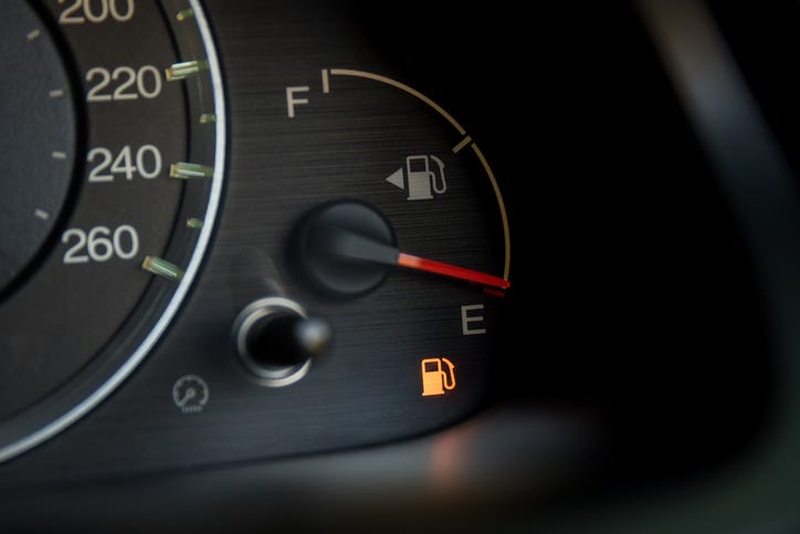 Empty gas tank.