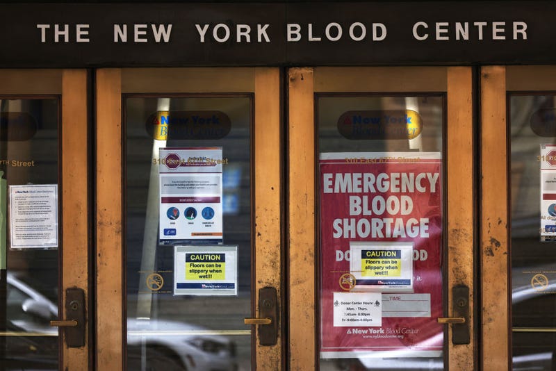 The entrance to New York Blood Center in the Upper East Side neighborhood of Manhattan on Dec. 2, 2020.