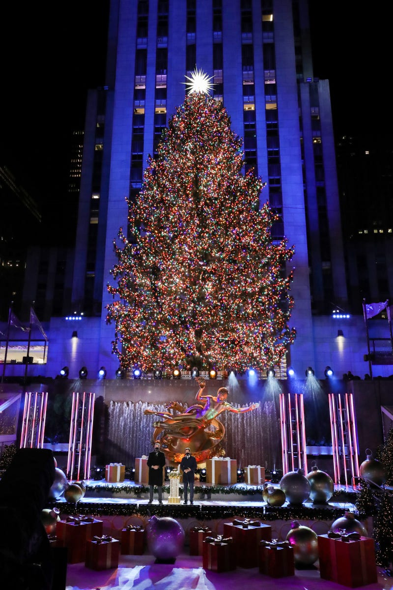 A view of the Christmas Tree during the 88th Annual Rockefeller Center Christmas Tree Lighting Ceremony at Rockefeller Center on December 02, 2020 in New York City.