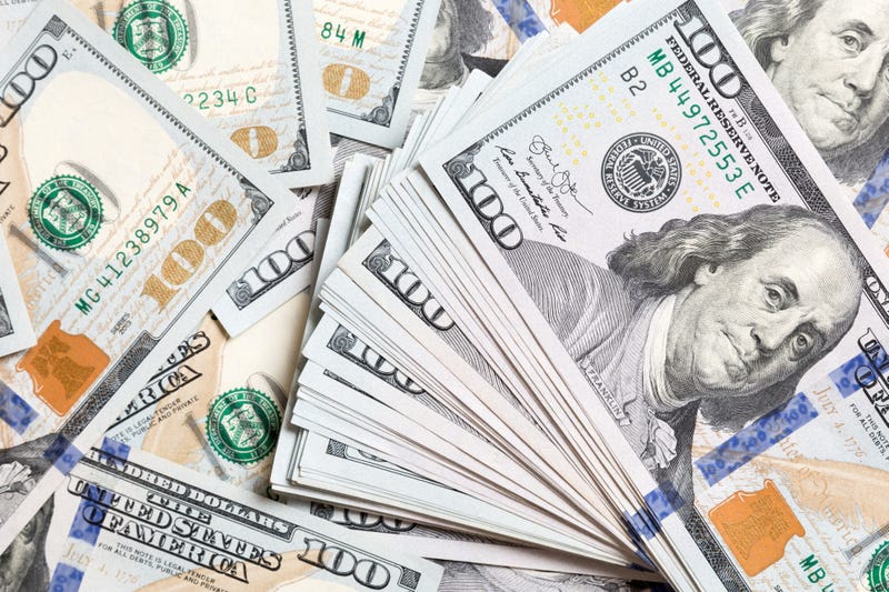 Heap of dollars, money background