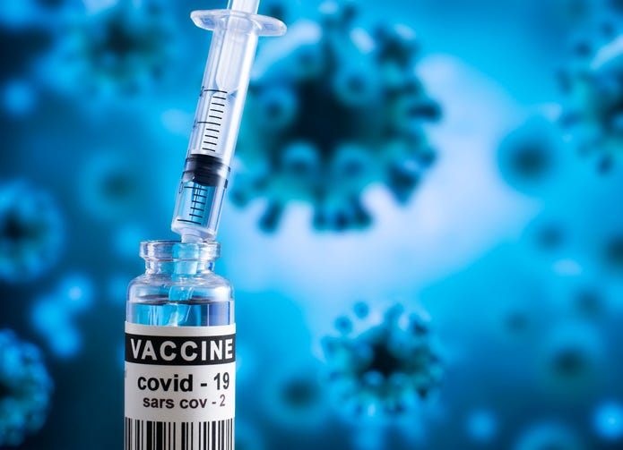 Covid-19 vaccine. Vaccine and syringe for injection