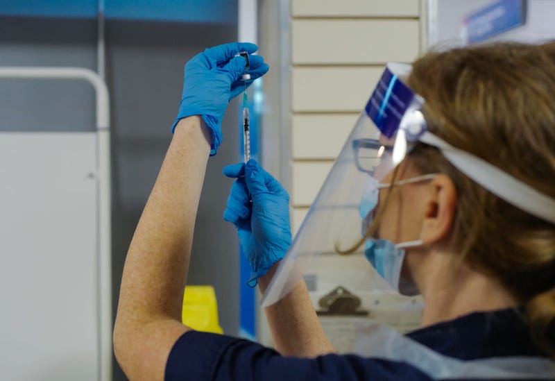A nurse prepares to administer the Covid-19 vaccine as the Royal Cornwall Hospital begin their vaccination programme on December 9, 2020 in Truro, United Kingdom.