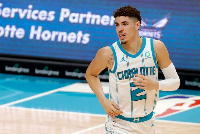 LaMelo Ball jogs down the court
