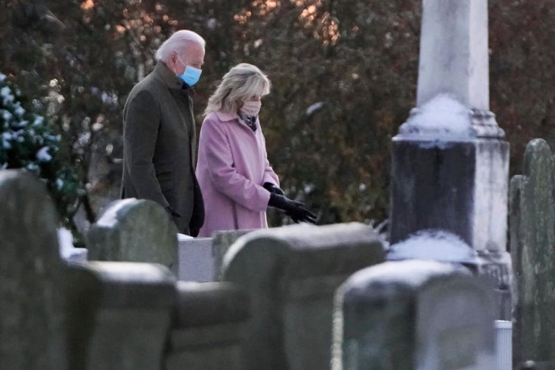 President-elect Joe Biden arrives for a church service with Dr. Jill Biden at St. Joseph on the Brandywine on December 18, 2020 in Wilmington, Delaware. 