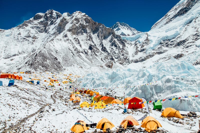 Mount Everest Base Camp, Khumbu glacier and mountains, Sagarmatha national park, Nepal, Himalayas