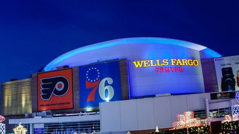 Outside the Wells Fargo Center.